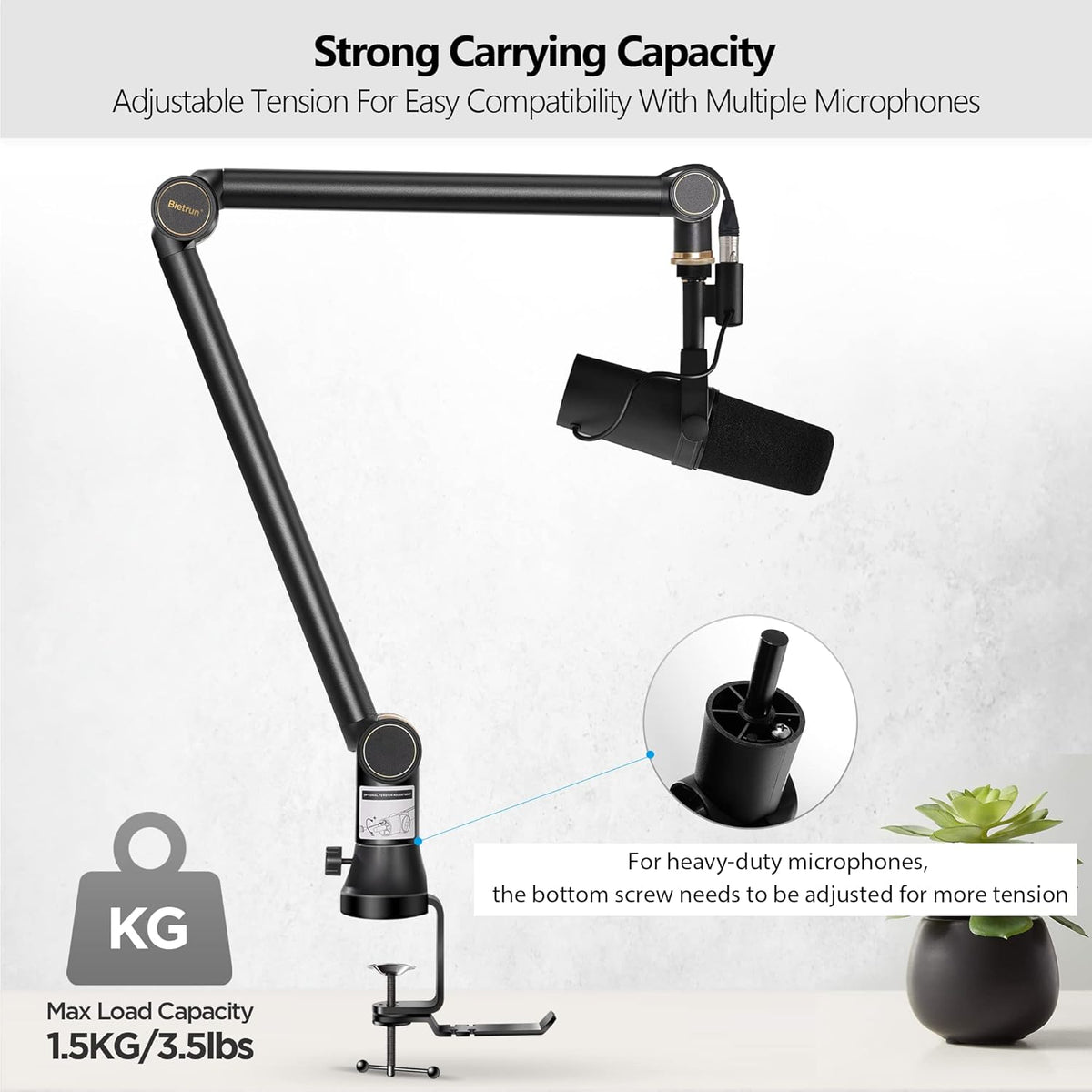 Heavy Duty Metal Boom Arm Mic Stand with 3/8 to 5/8 Adapter Y239127