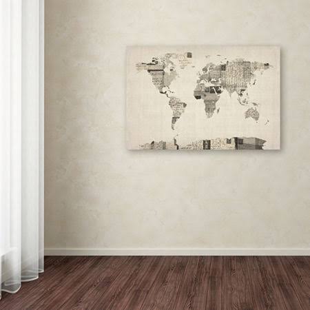 Vintage Postcard World Map Canvas Art D4343