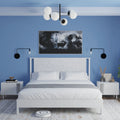 Queen Platform Bed Frame with Headboard Solid Wood Black I1741