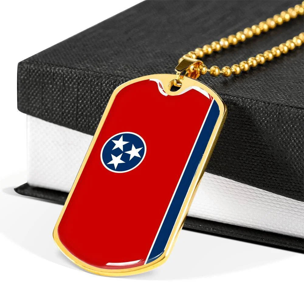 Stainless Steel or 18k Gold Dog Tag Necklace G745