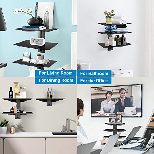 Glass Floating Shelves, TV Wall Mount with Shelf U9394
