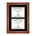 Double Diploma Frame with Double Matting for 8.5x22 x 11x22 Tall Diploma with Walnut Frame U738104
