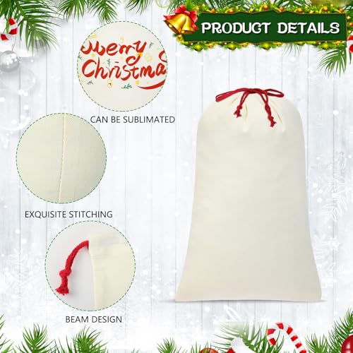 12 Pcs Christmas Sack with Drawstring Cotton Laundry Bag B586135