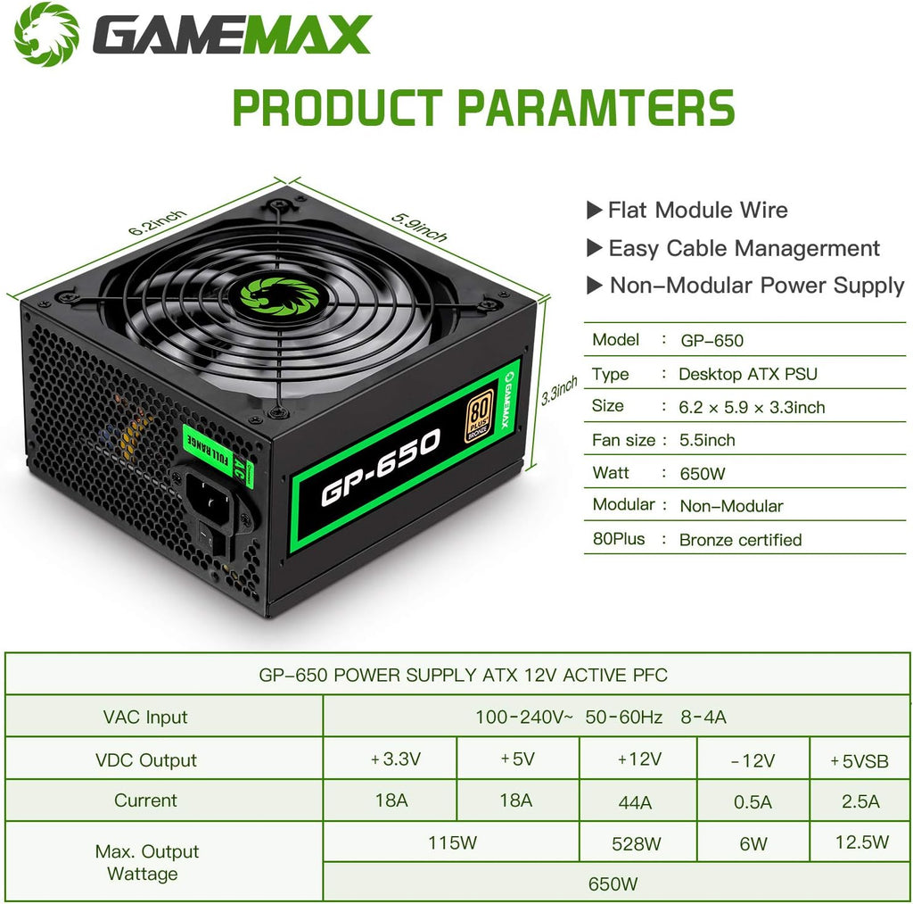 650W 80+ Bronze Non-Modular Power Supply R358166