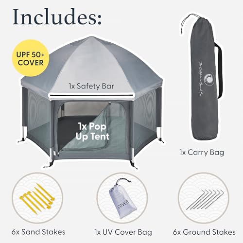 Pop Up Playpen with Canopy, Travel Bag, Mosquito Net (Anchor Grey) P78493