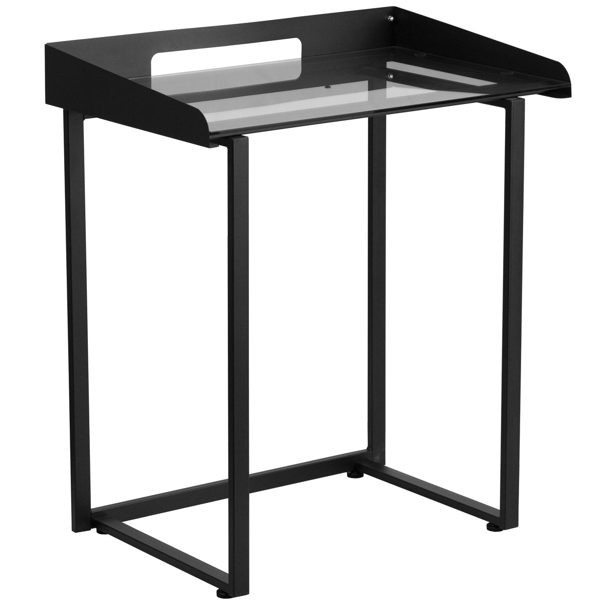 Contemporary Desk with Clear Tempered Glass and Black Frame G335