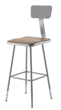 Gray Adjustable Square Stool with Backrest T11402