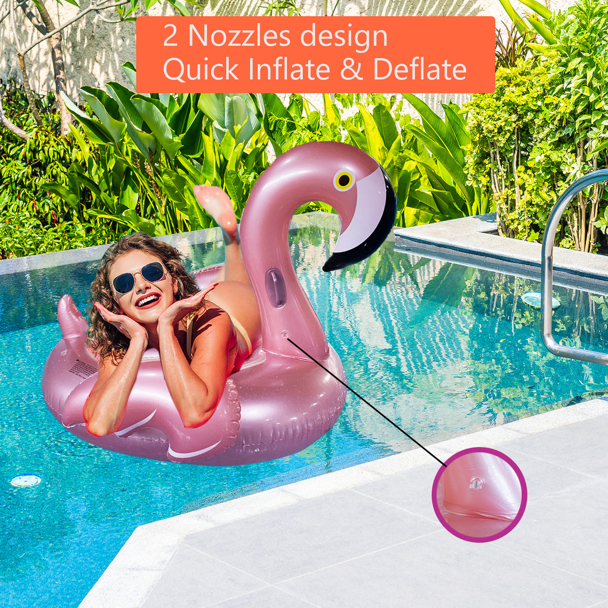 Inflatable Flamingo Pool Float Toy 60x60x34 inches G806922