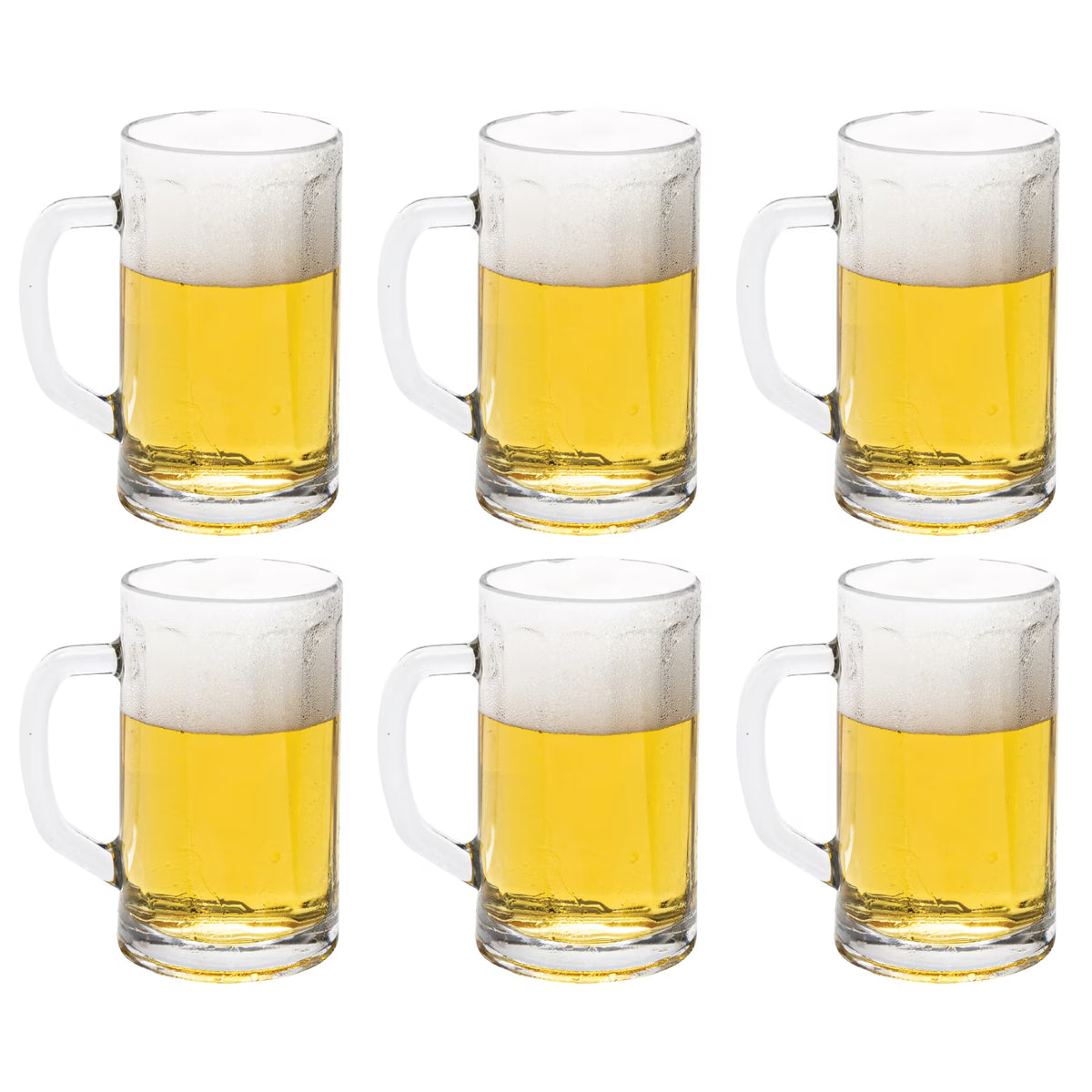 13.5 Ounce Clear Beer Mugs with Handle, Set of 6 L9431