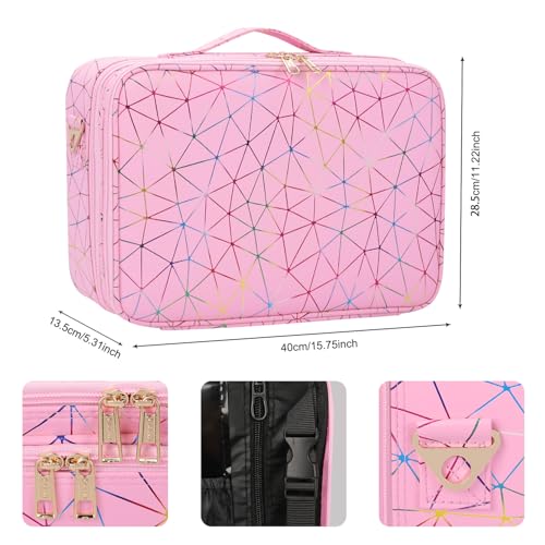 Large Capacity 3 Layers Makeup Case Cosmetic Organizer Brush Bag Barber Train Case I553