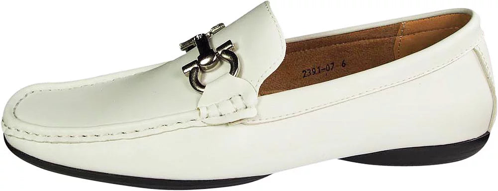 White Faux Leather Loafer Shoes B416532