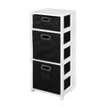 White/Black Folding Bookcase with Fabric Bins F186339