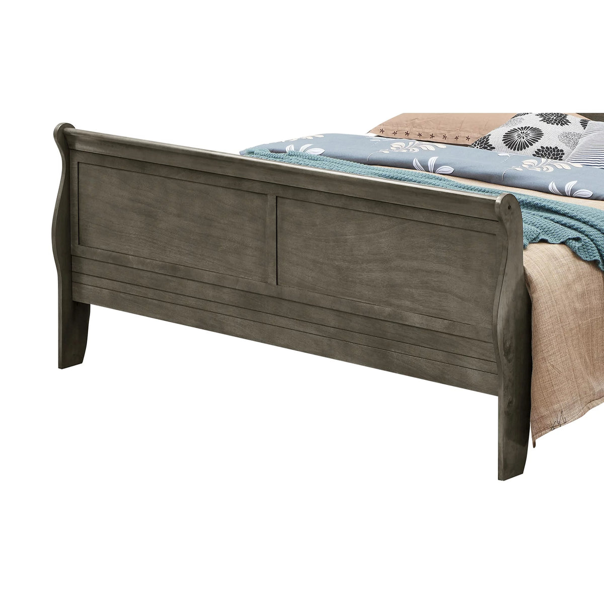 Gray King Sleigh Wood Bed F6836