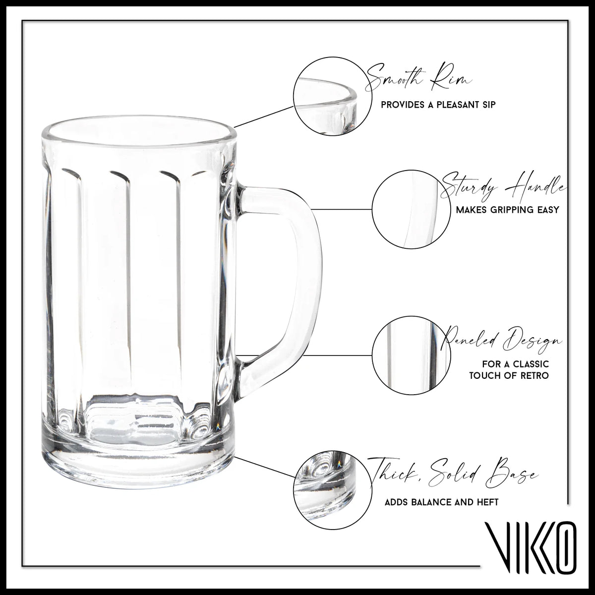 13.5 Ounce Clear Beer Mugs with Handle, Set of 6 L9431