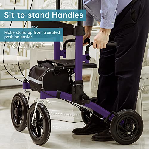 Compact Folding Upright Rollator Walker with 12" Front Wheels L455231