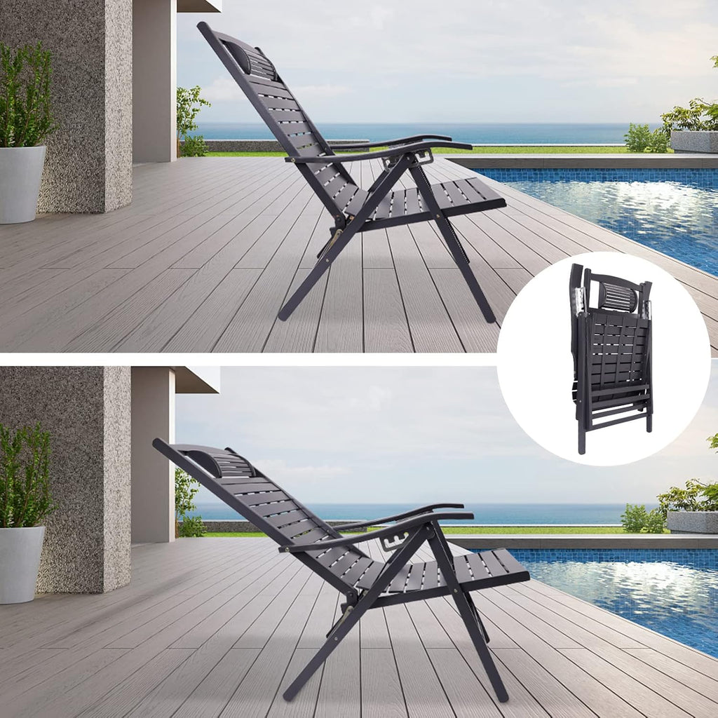 Adjustable Folding Solid Wood Deck Chair D758