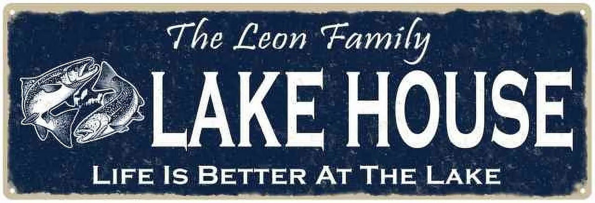 Lake House Sign 6x18 Metal Cabin Decor I509299