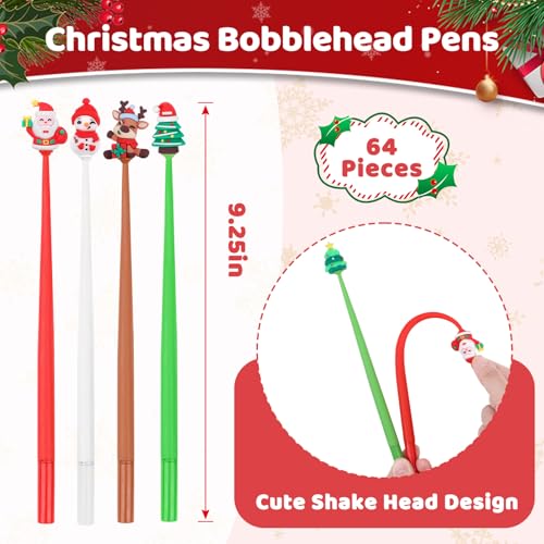64 Packs Christmas Gel Ink Pens with Squishy Toppers N248012