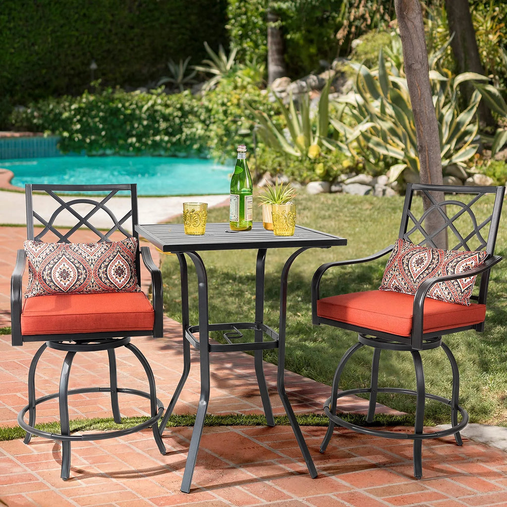 Black Square Patio Height Bar Table with Umbrella Hole V55154