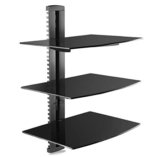 Glass Floating Shelves, TV Wall Mount with Shelf U9394