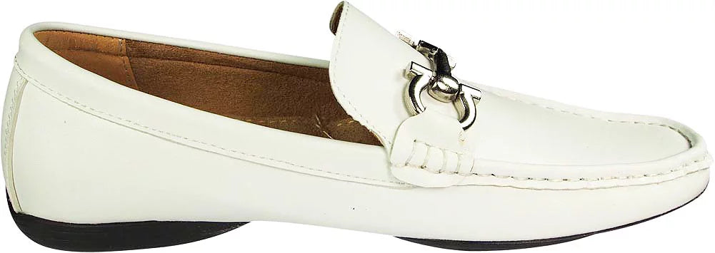 White Faux Leather Loafer Shoes B416532