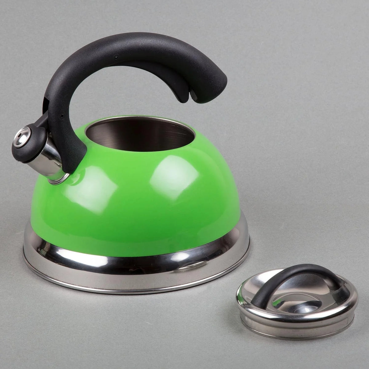 Green Stainless Steel Whistling Tea Kettle 2.6-Quart F95489