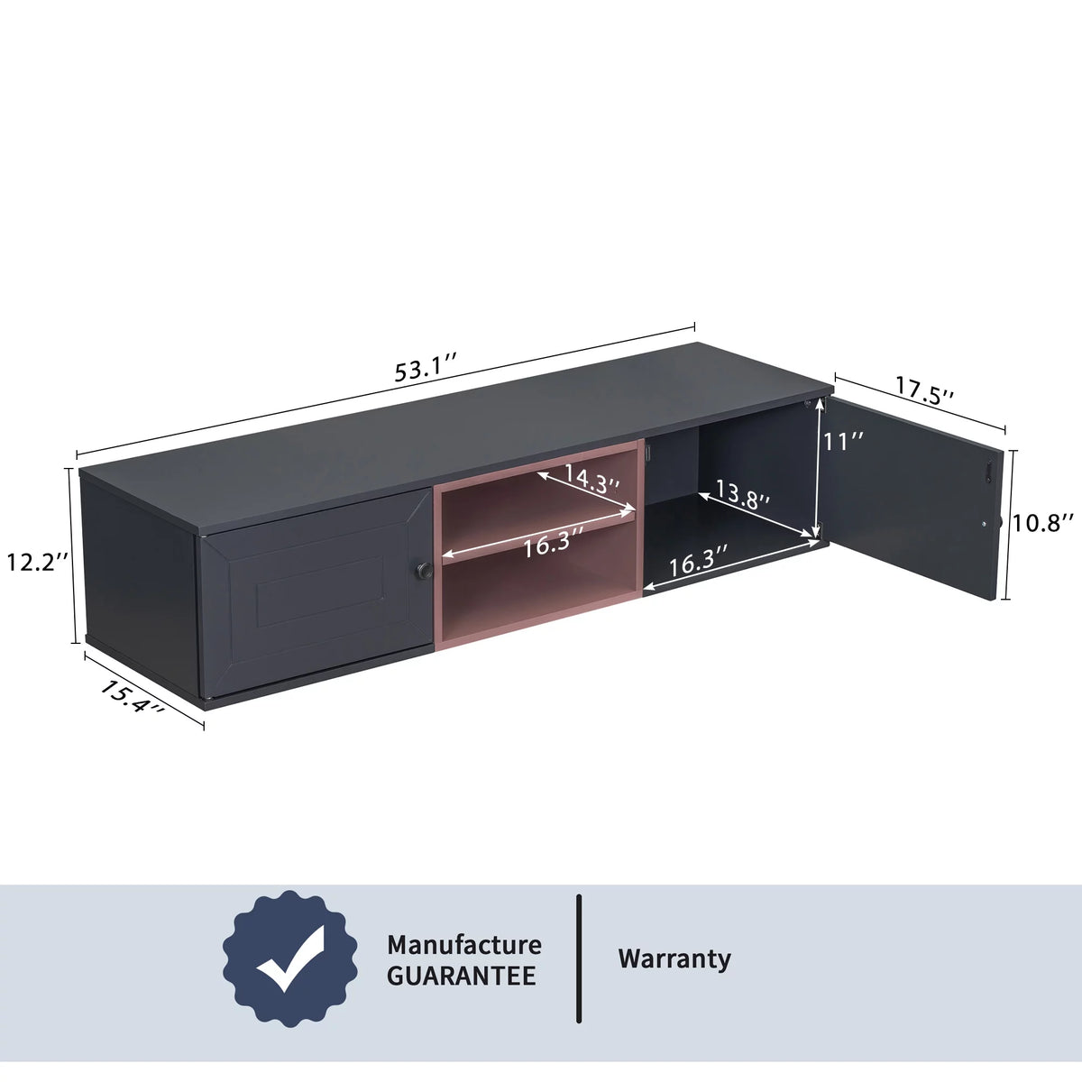 Black Wall Mounted TV Stand with 2 Storage Cabinet N626