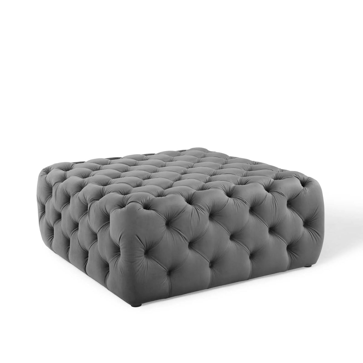 Gray Tufted Performance Velvet Ottoman R7093