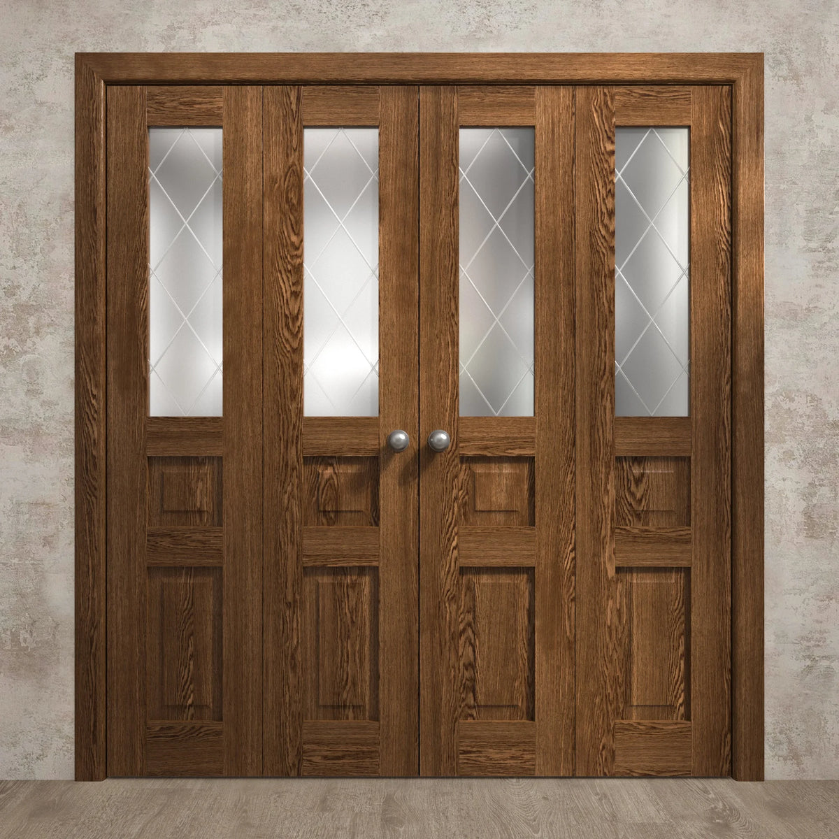 Sliding Double Bi-fold Closet Doors 72 x 80 inches Wood Solid Hardware Set S52186
