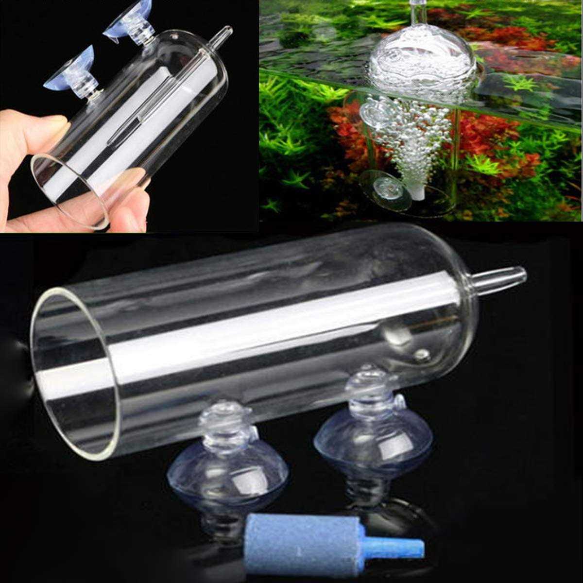 Aquarium Air Oxygen Bubbler Glass Cup with Water Tube Y48366