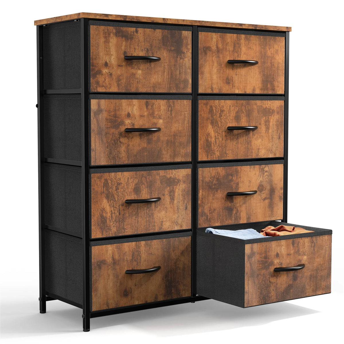 Brown 8 Fabric Drawer Dresser TV Stand W32760