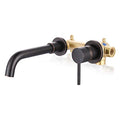Black and Gold Single Handle Swivel Spout Bathroom Faucet with Rough-in Valve E2718