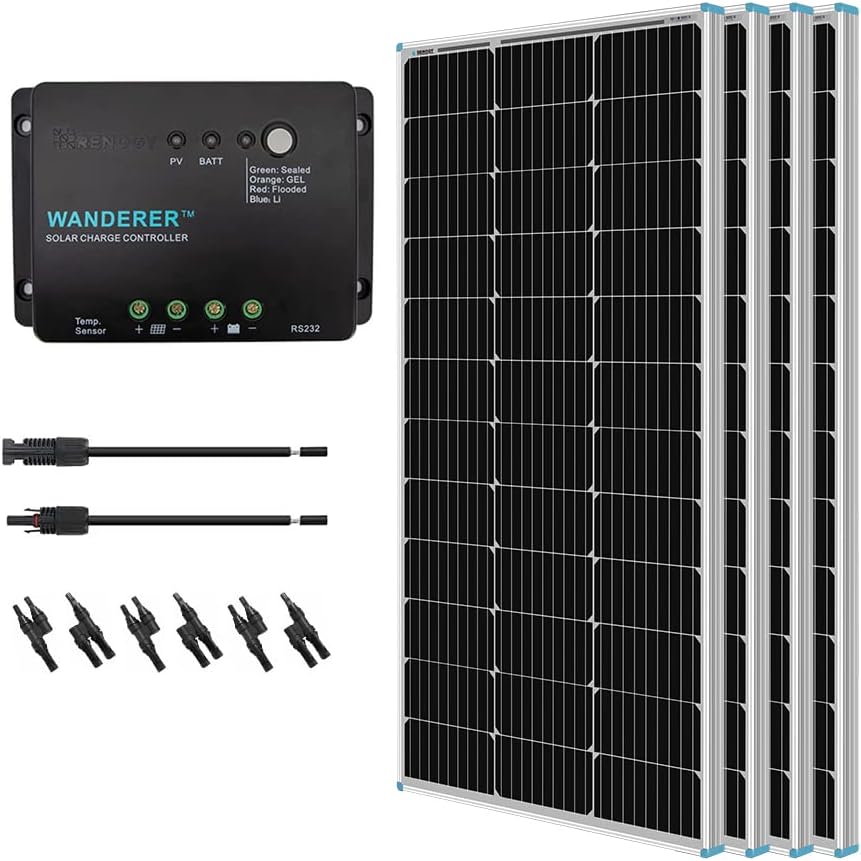 400 Watt 12 Volt Monocrystalline Solar Panel Kit with 30A Charge Controller C5719