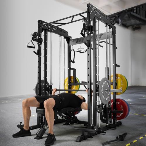 Multi-function Smith Machine with Cable Crossover System Power Rack R32127