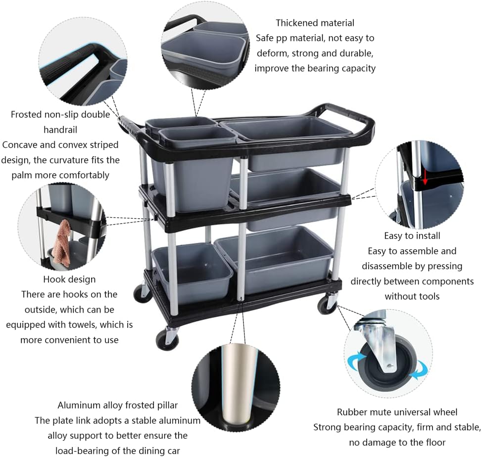 3 Tier Heavy Duty Utility Cart with Wheels M428