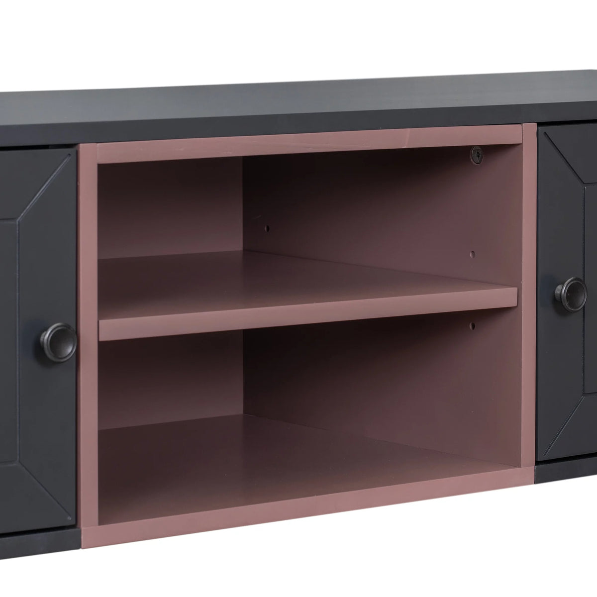 Black Wall Mounted TV Stand with 2 Storage Cabinet N626