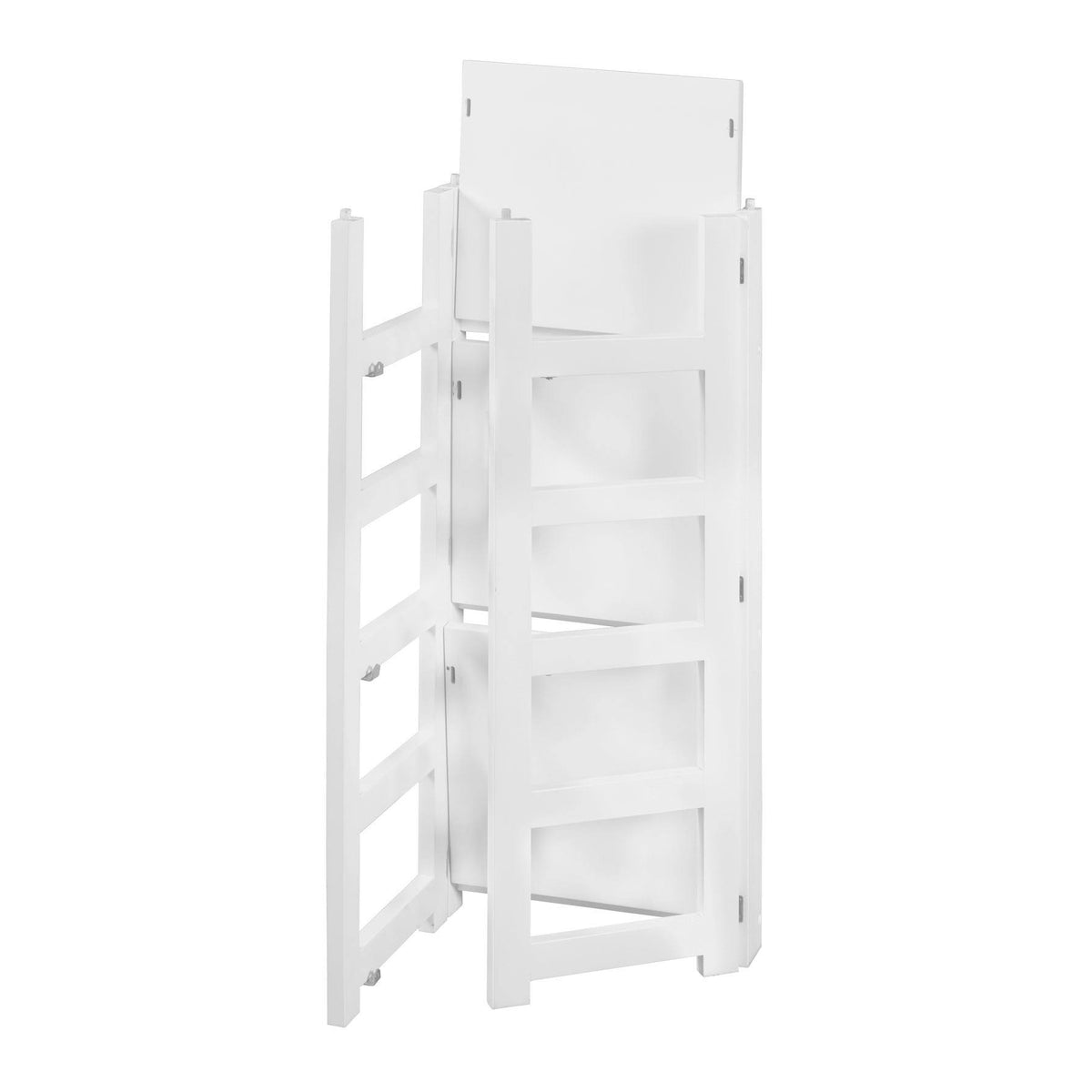 White/Black Folding Bookcase with Fabric Bins F186339