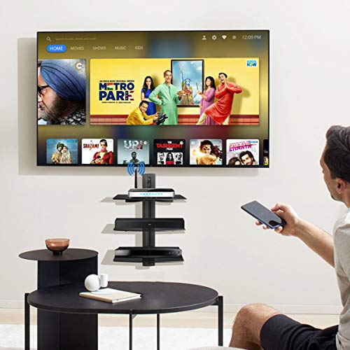 Glass Floating Shelves, TV Wall Mount with Shelf U9394