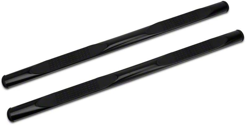 4-Inch Oval Straight End Side Step Bars; Gloss Black F6302