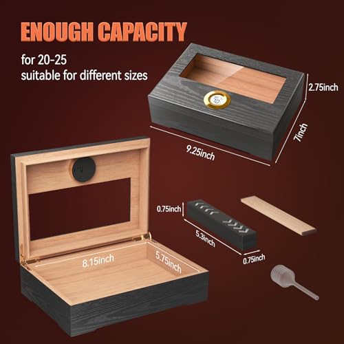 Cedar Wood Box with Glass Top Humidifier Z73195