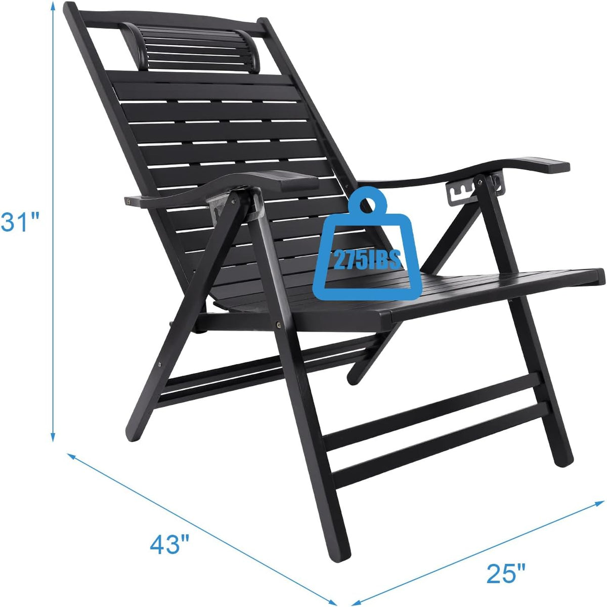 Adjustable Folding Solid Wood Deck Chair D758