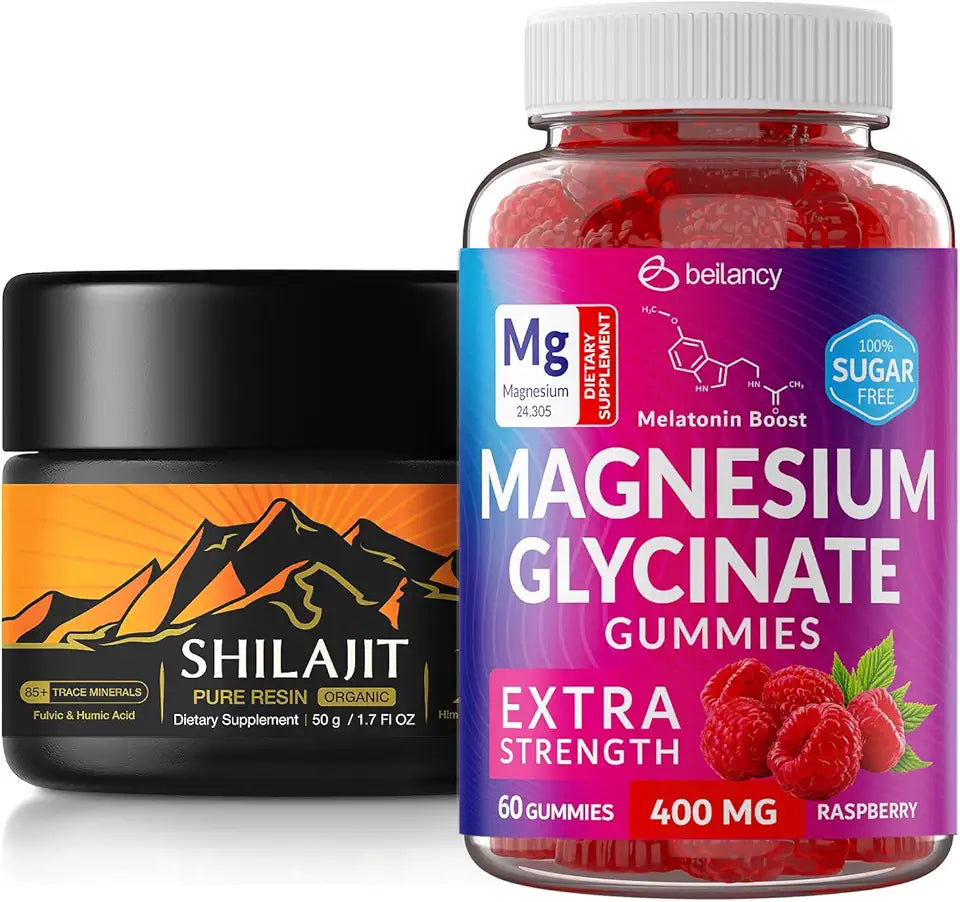 Magnesium Glycinate Gummies 400mg + Himalayan Shilajit Resin U6793