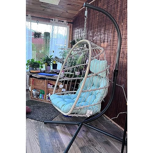 Hanging Egg Chair with Stand and Footrest K75419