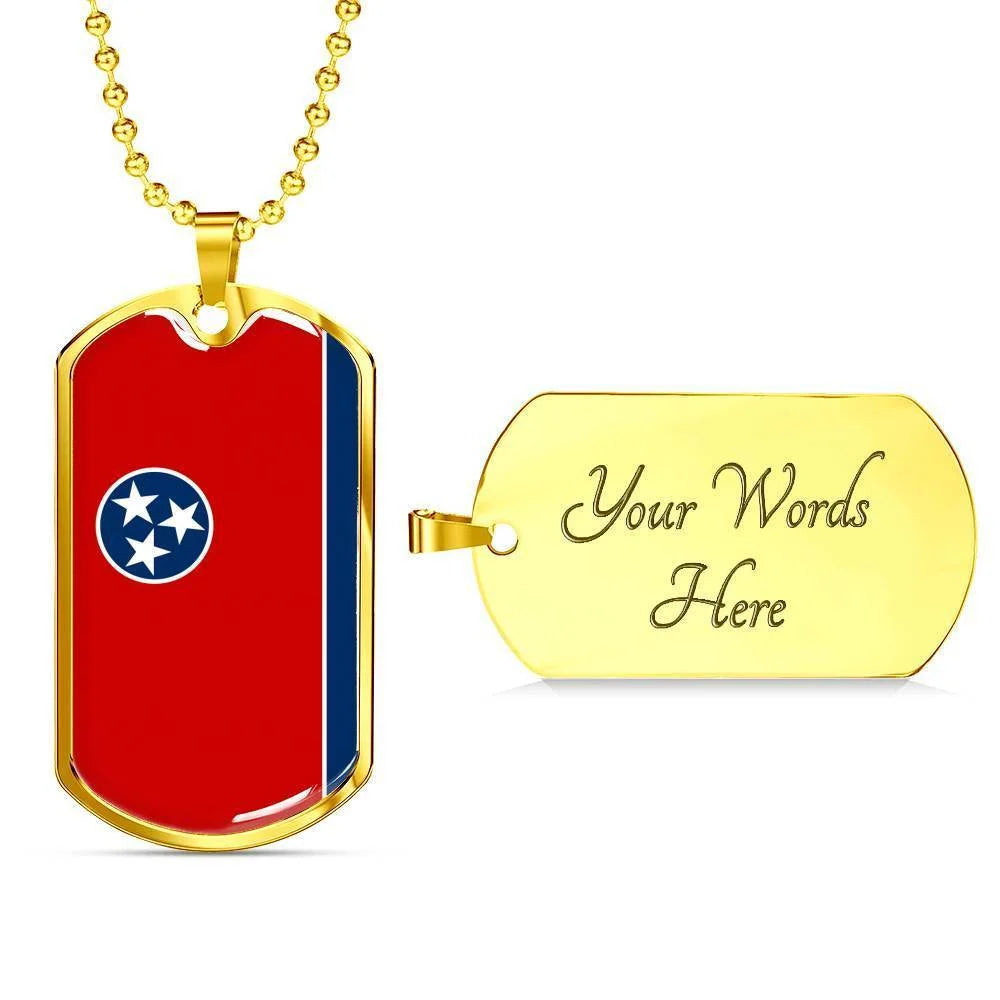 Stainless Steel or 18k Gold Dog Tag Necklace G745
