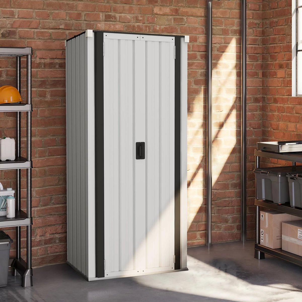 70" White Metal Storage Cabinet with Doors and Shelves S5446