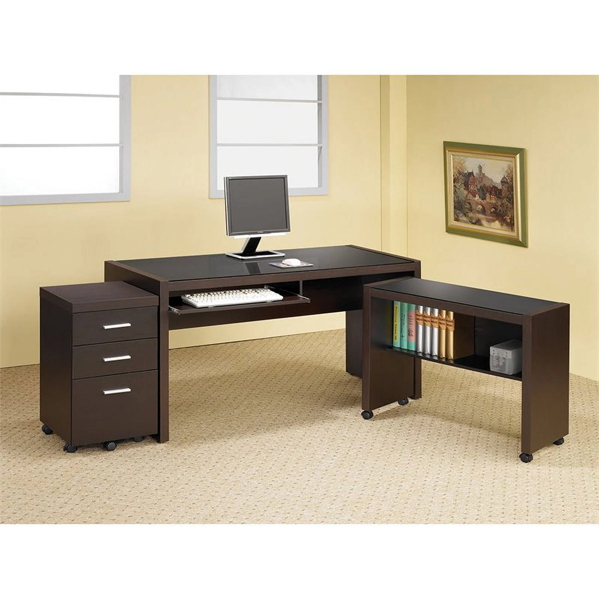 3 Piece Office Chair Writing Desk and Mobile File Cabinet A7124