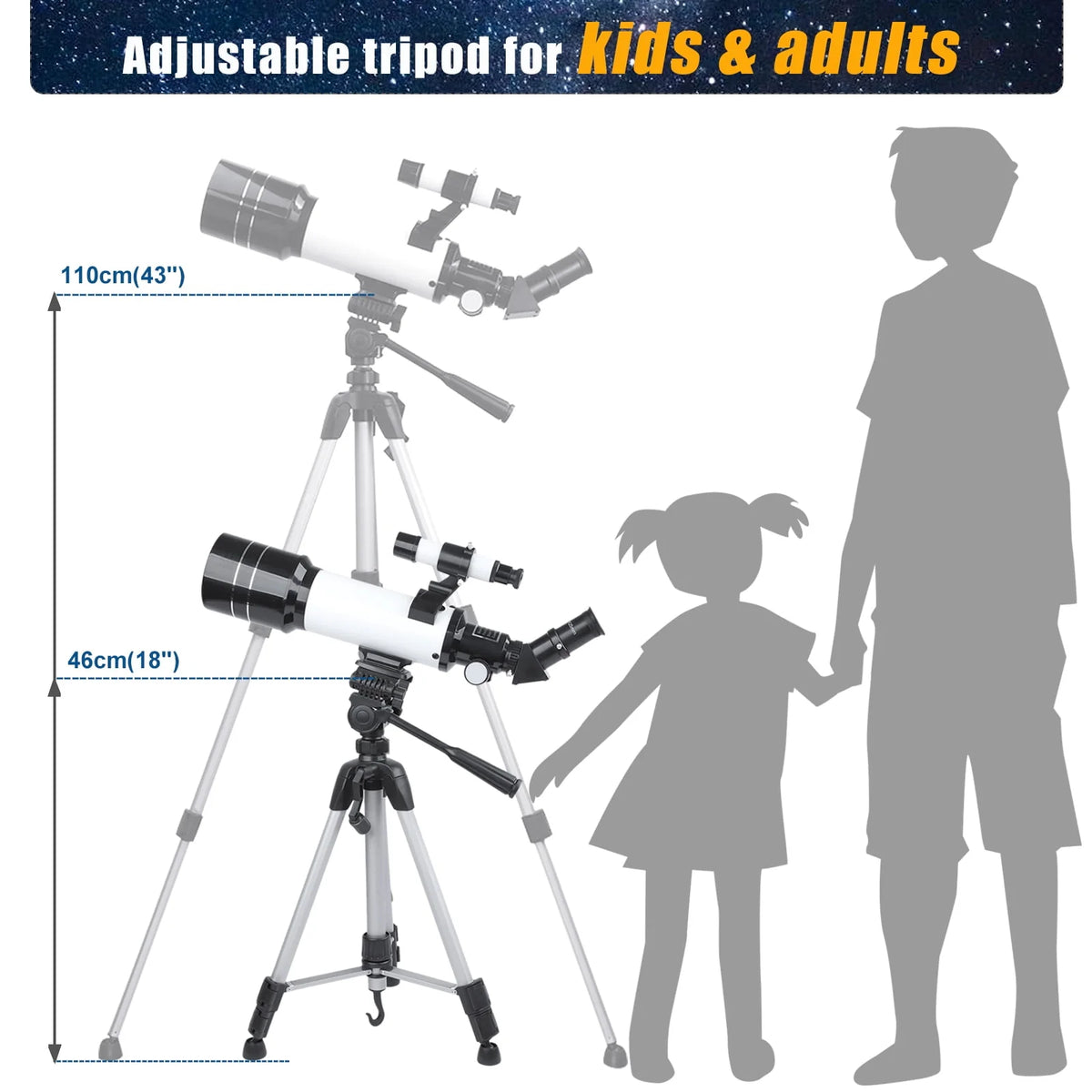 70mm Aperture 400mm Refracting Telescope with Tripod B9650