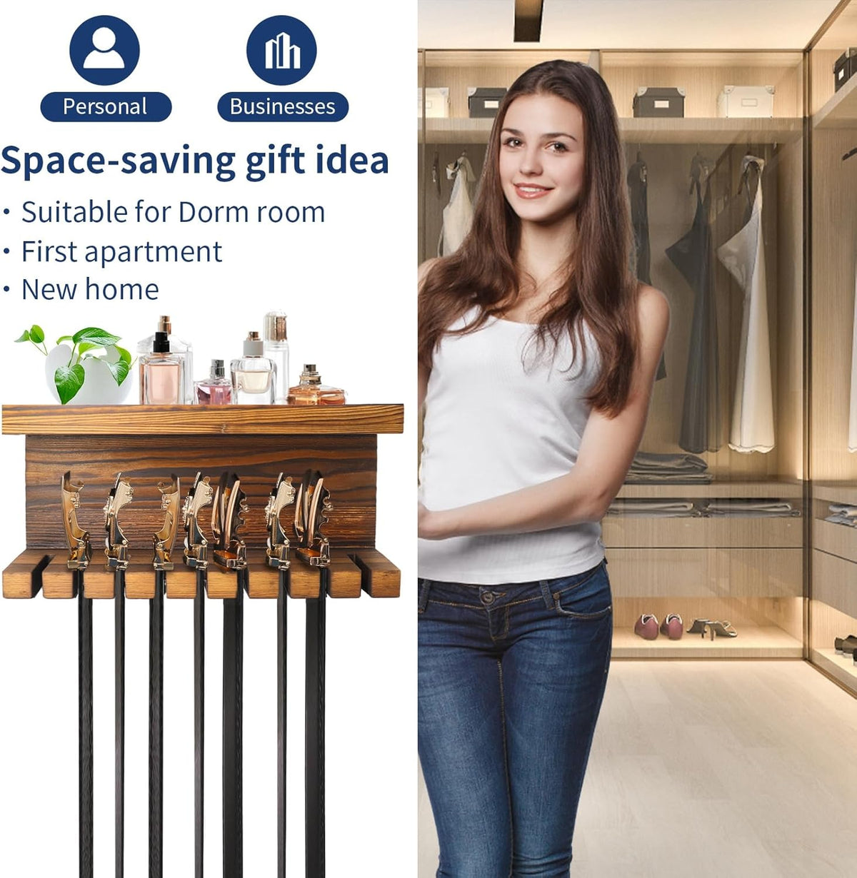 Belt Storage Organizer with Double Shelving Platform O16735