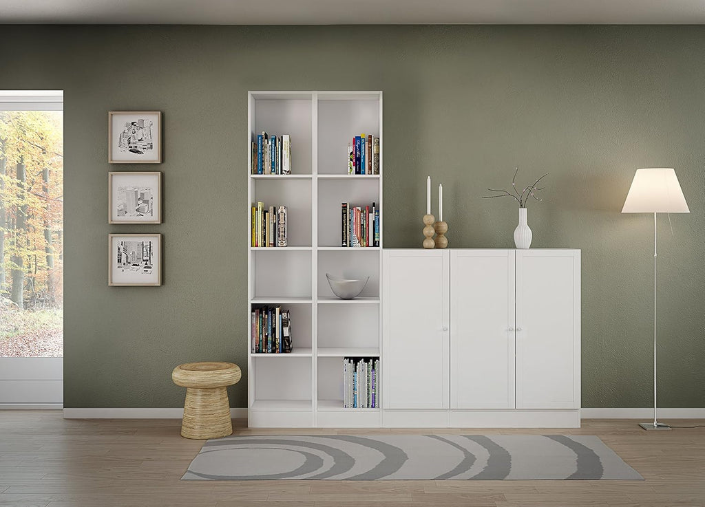 White 5 Shelf Narrow Bookcase F45366