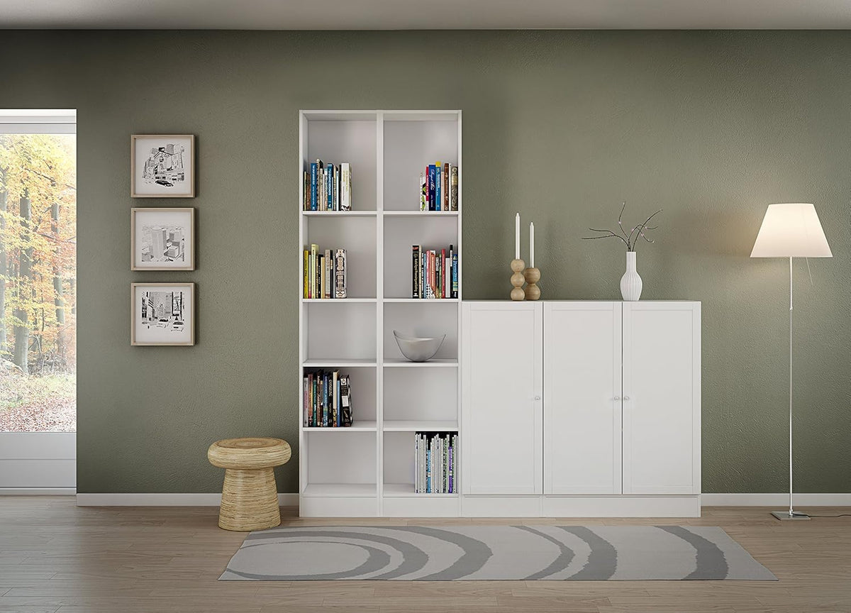 White 5 Shelf Narrow Bookcase F45366